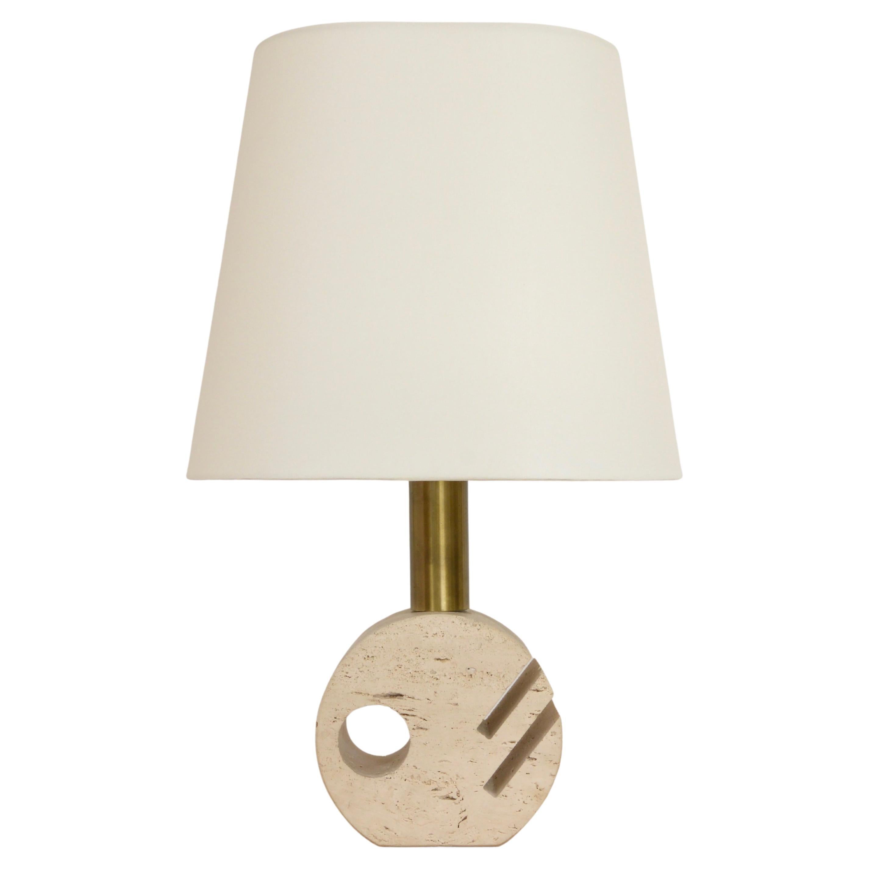 Lampada da tavolo in travertino italiano