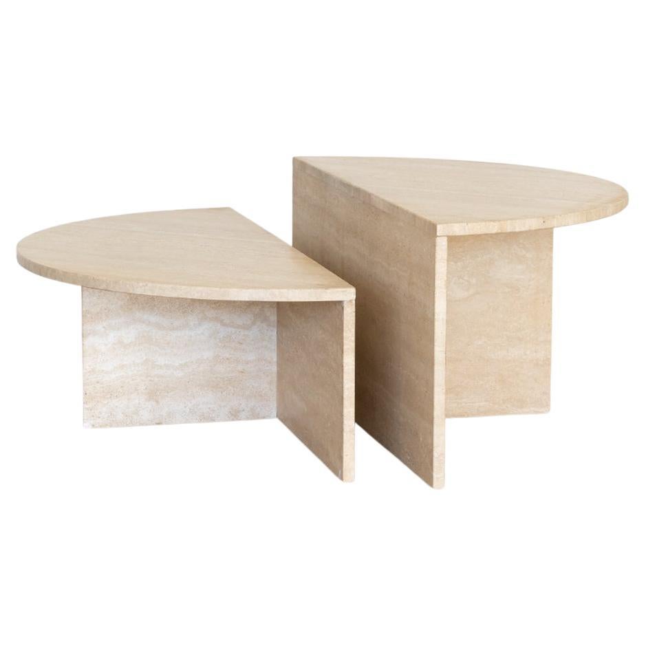 Italian Travertine Two-Piece Coffee Table