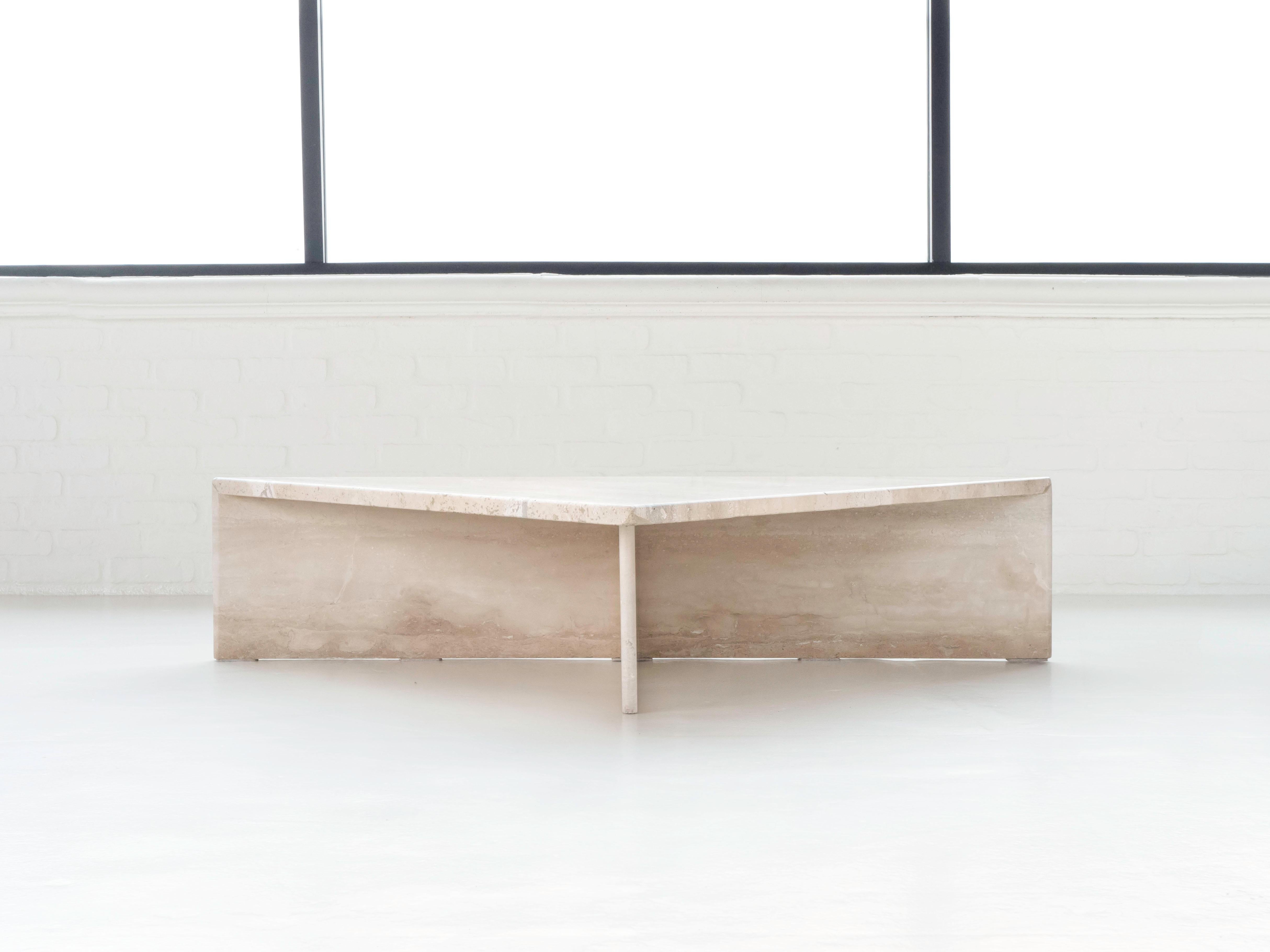 Italian Travertine Two Piece Tiered Postmodern Coffee Table, 1970s 3