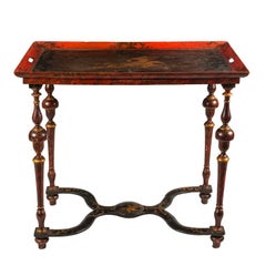 Italian Tray Table Lacquered Painted Wood, Venice, 18th Century Venice Rococò