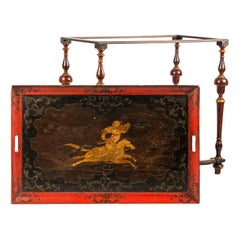 Italian Tray Table Lacquered Painted Wood, Venice, 18th Century Venice Rococò