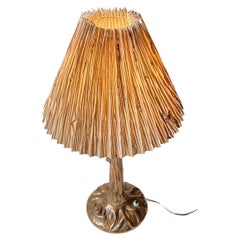 Italian Tree Trunk Shaped Table Lamp in Bronze and Grass, 1940s Fairy-Tail Style