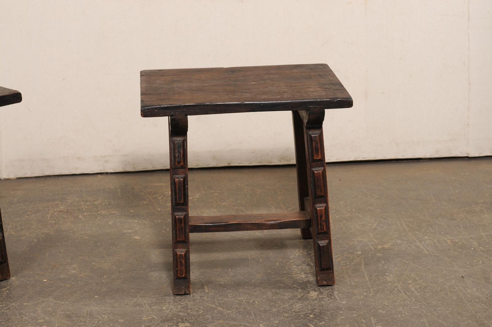 Italian Trestle-Leg Wooden Side Tables, 19th Century (19. Jahrhundert) im Angebot