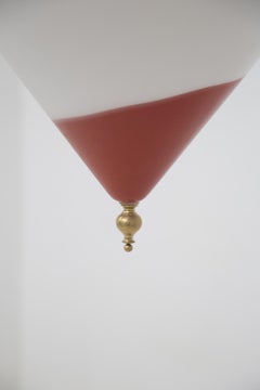 Lampadario italiano a triangolo in vetro di Murano rosso in stile metà secolo