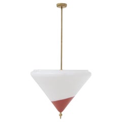 Italian Triangle Red Murano Glass Chandelier in MidCentury Style