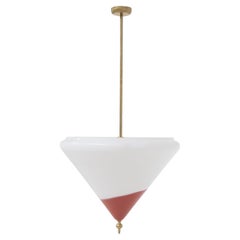 Lampadario italiano a triangolo in vetro di Murano rosso in stile metà secolo