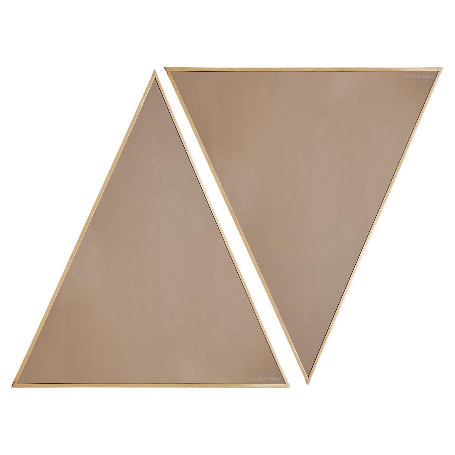 Italian Triangular Bronze Wall Mirror by Class Mark, 1950s - 2 Available For Sale