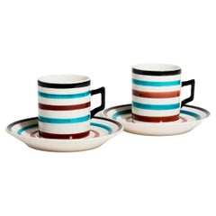 Italian Tricolor Striped Demitasse Set of Two