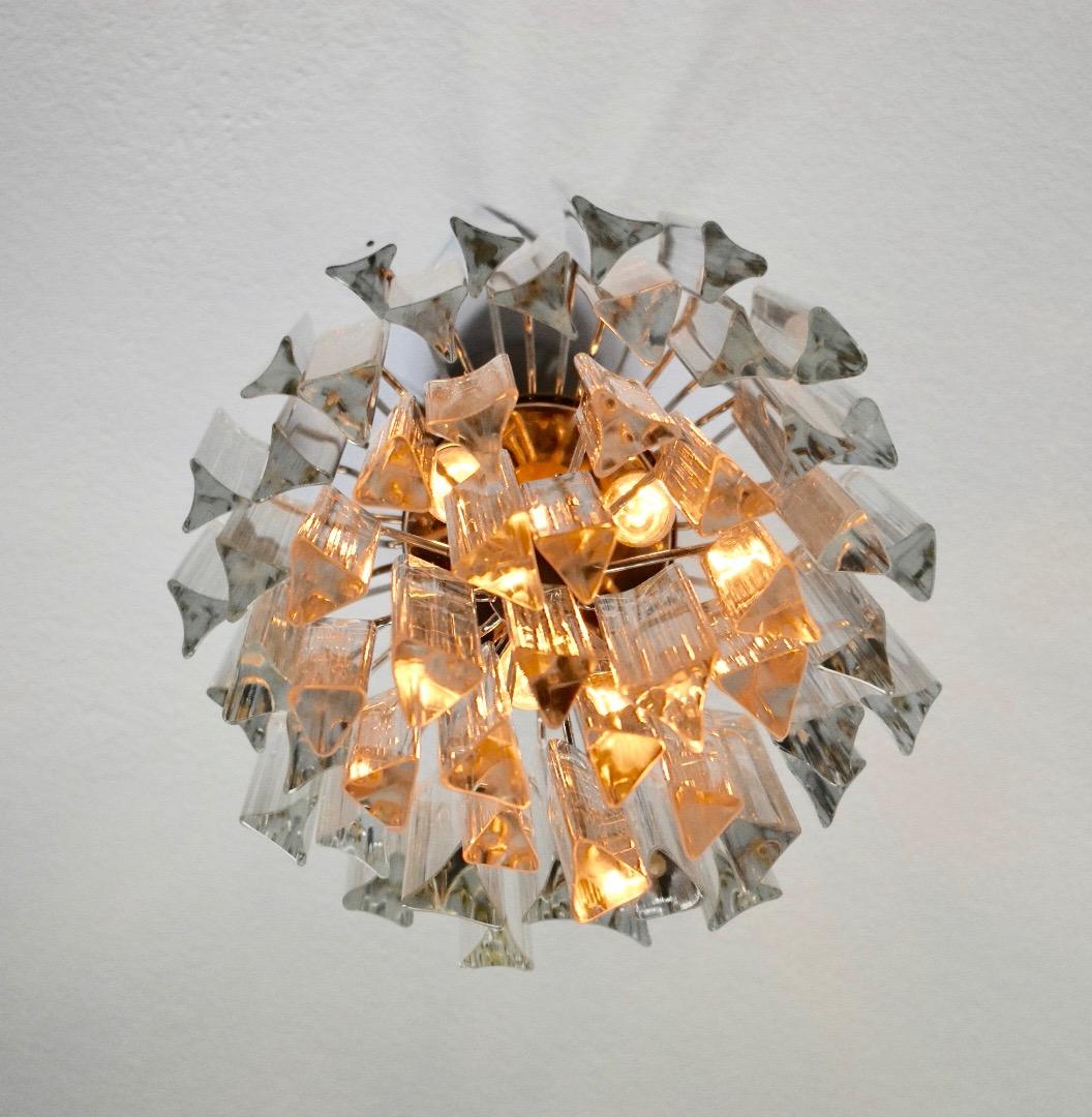Italian Triedri Crystal Prism Chandelier in the Style of Venini For Sale 7
