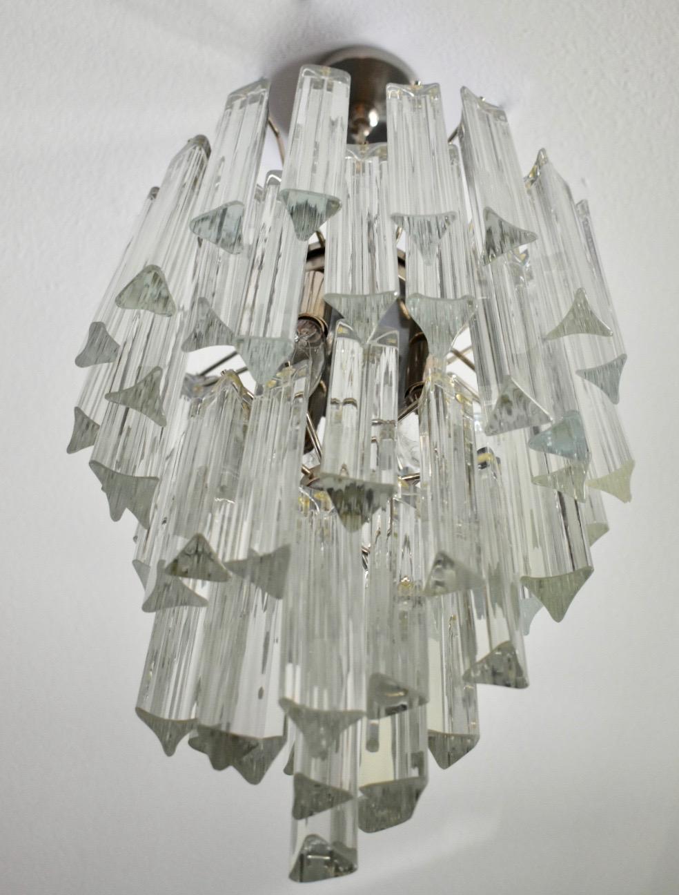 Italian Triedri Crystal Prism Chandelier in the Style of Venini For Sale 1