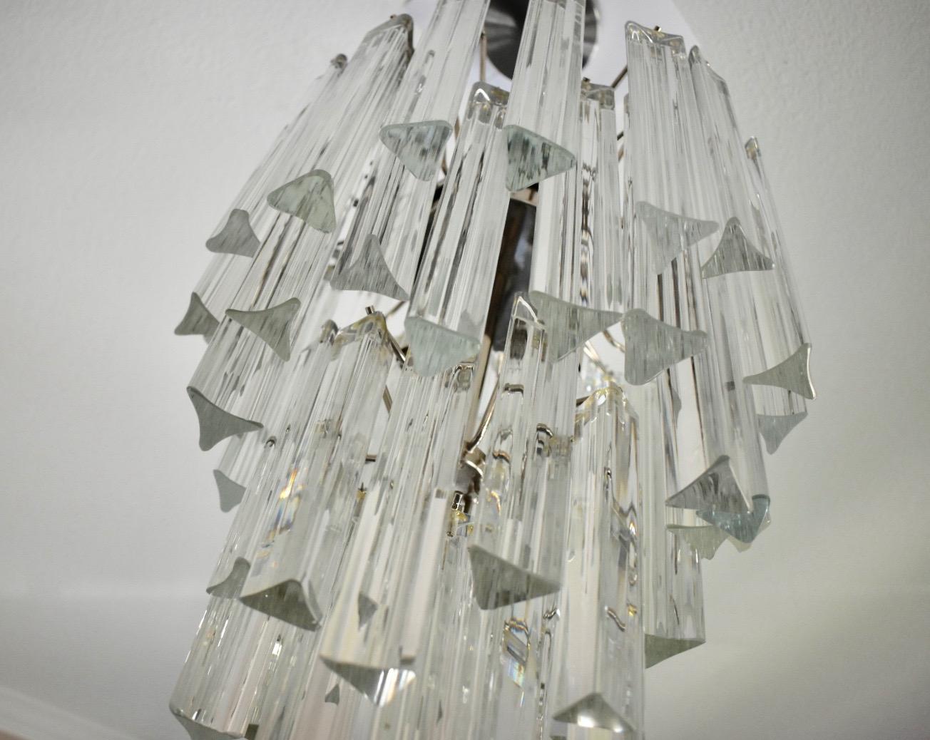 Italian Triedri Crystal Prism Chandelier in the Style of Venini For Sale 2