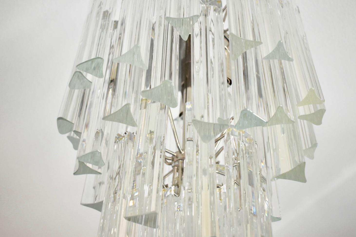 Italian Triedri Crystal Prism Chandelier in the Style of Venini For Sale 3