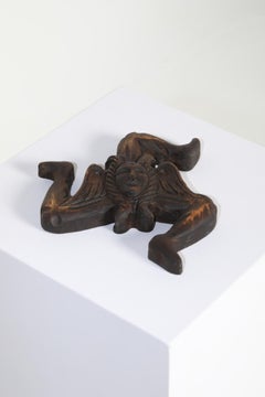 Italian Trinacria Wall Sculpture in Wood, Sicily Symbol, 1980s
