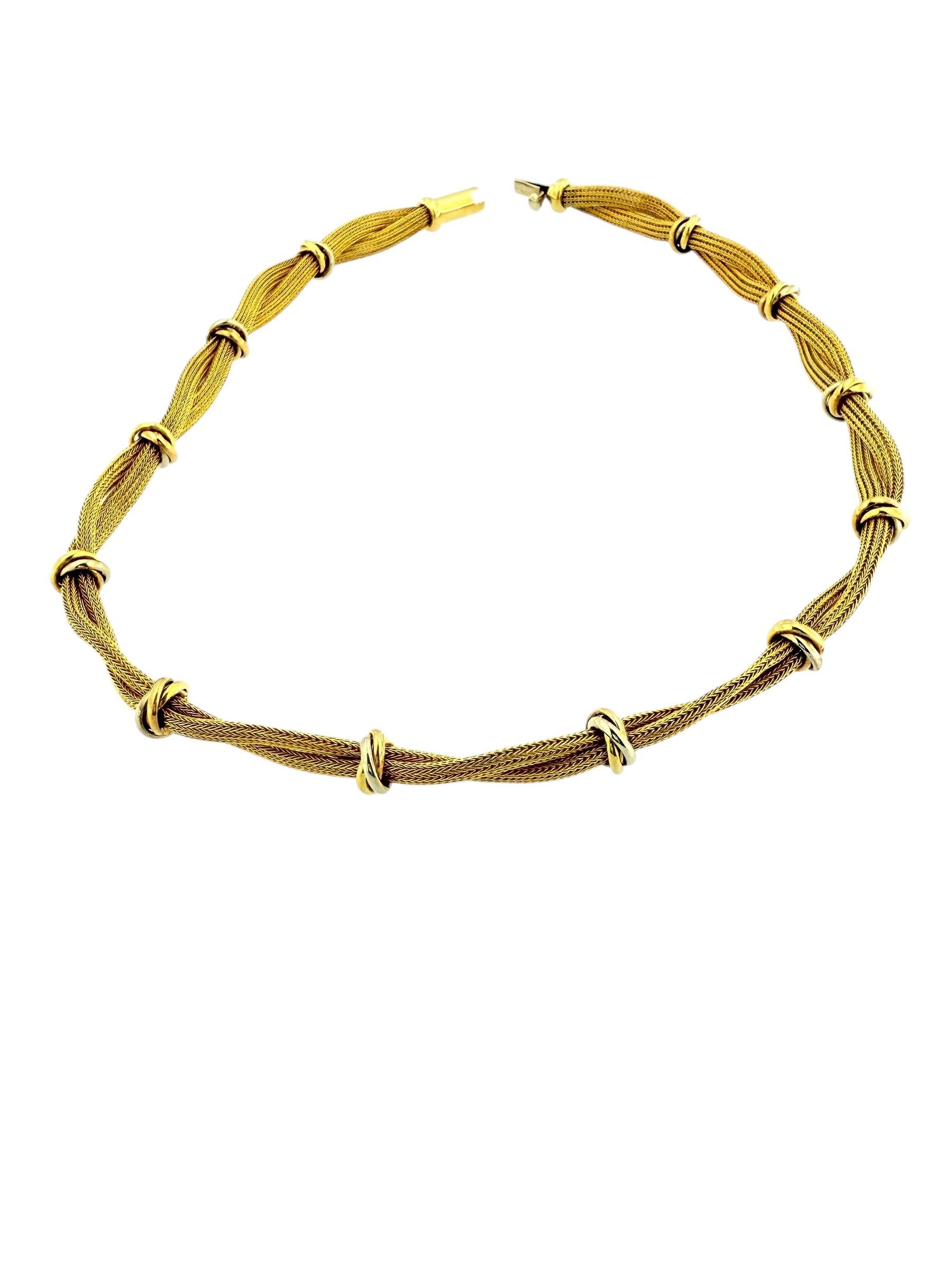 Set di gioielli con collana e bracciale a tre maglie in oro italiano in vendita 7