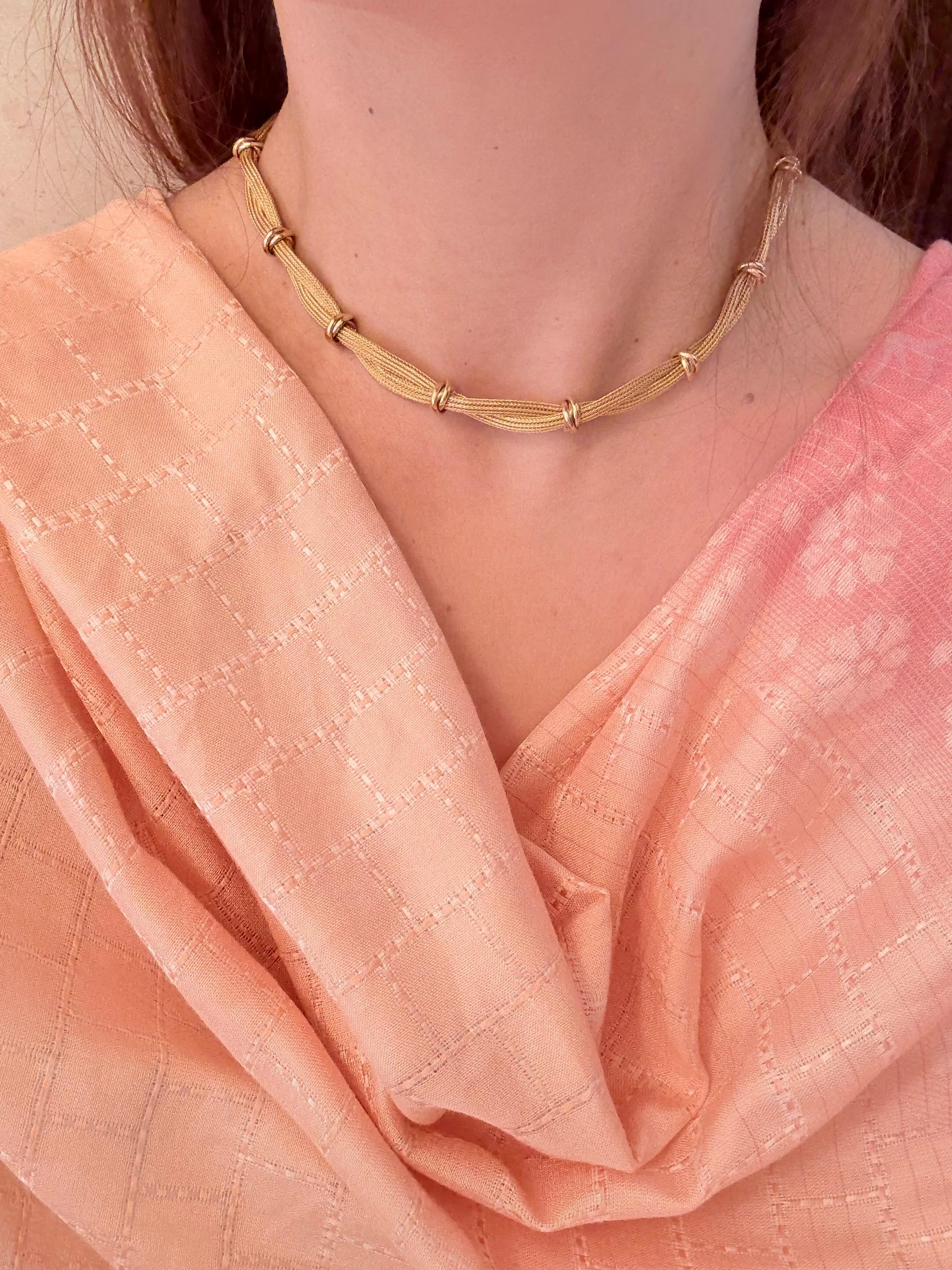 da uomo o donna Set di gioielli con collana e bracciale a tre maglie in oro italiano in vendita