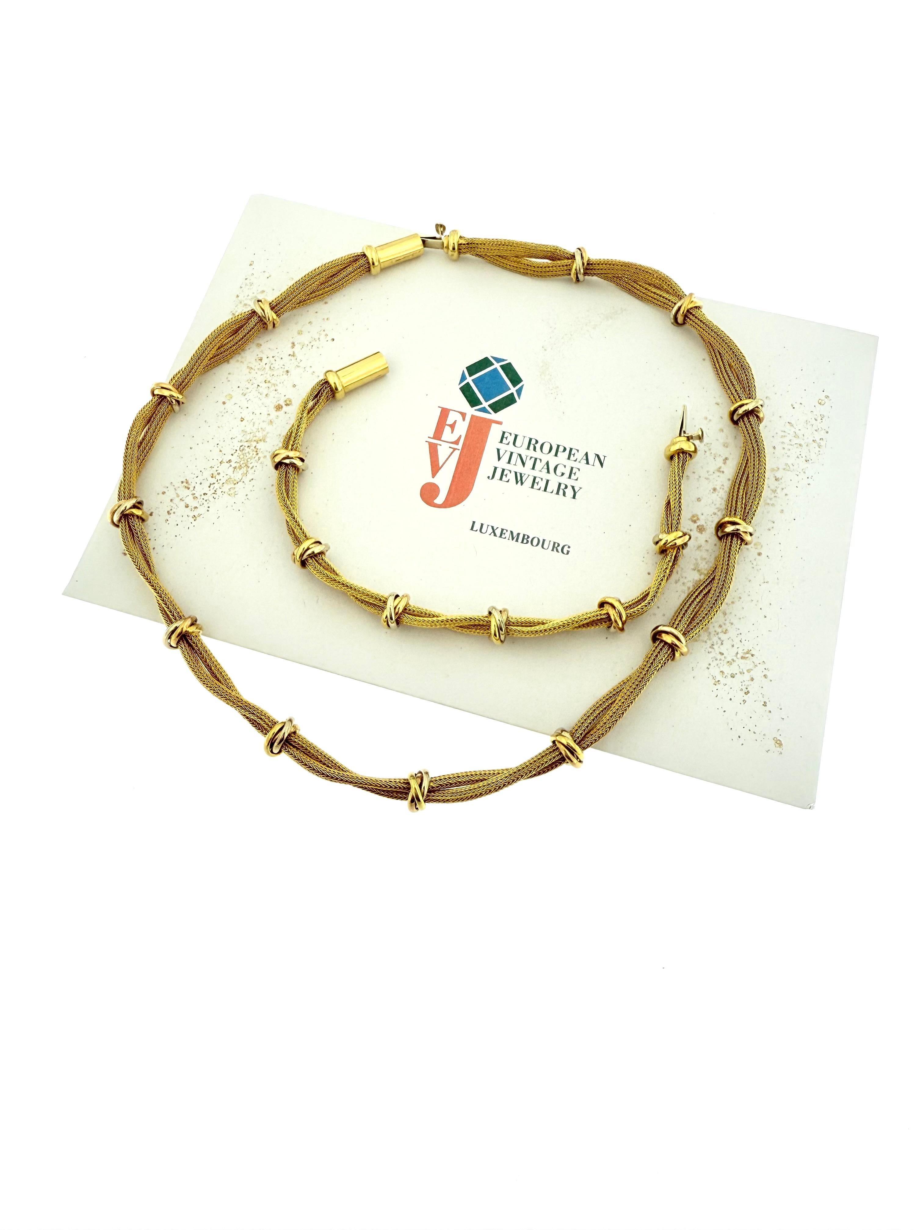 Set di gioielli con collana e bracciale a tre maglie in oro italiano in vendita 1