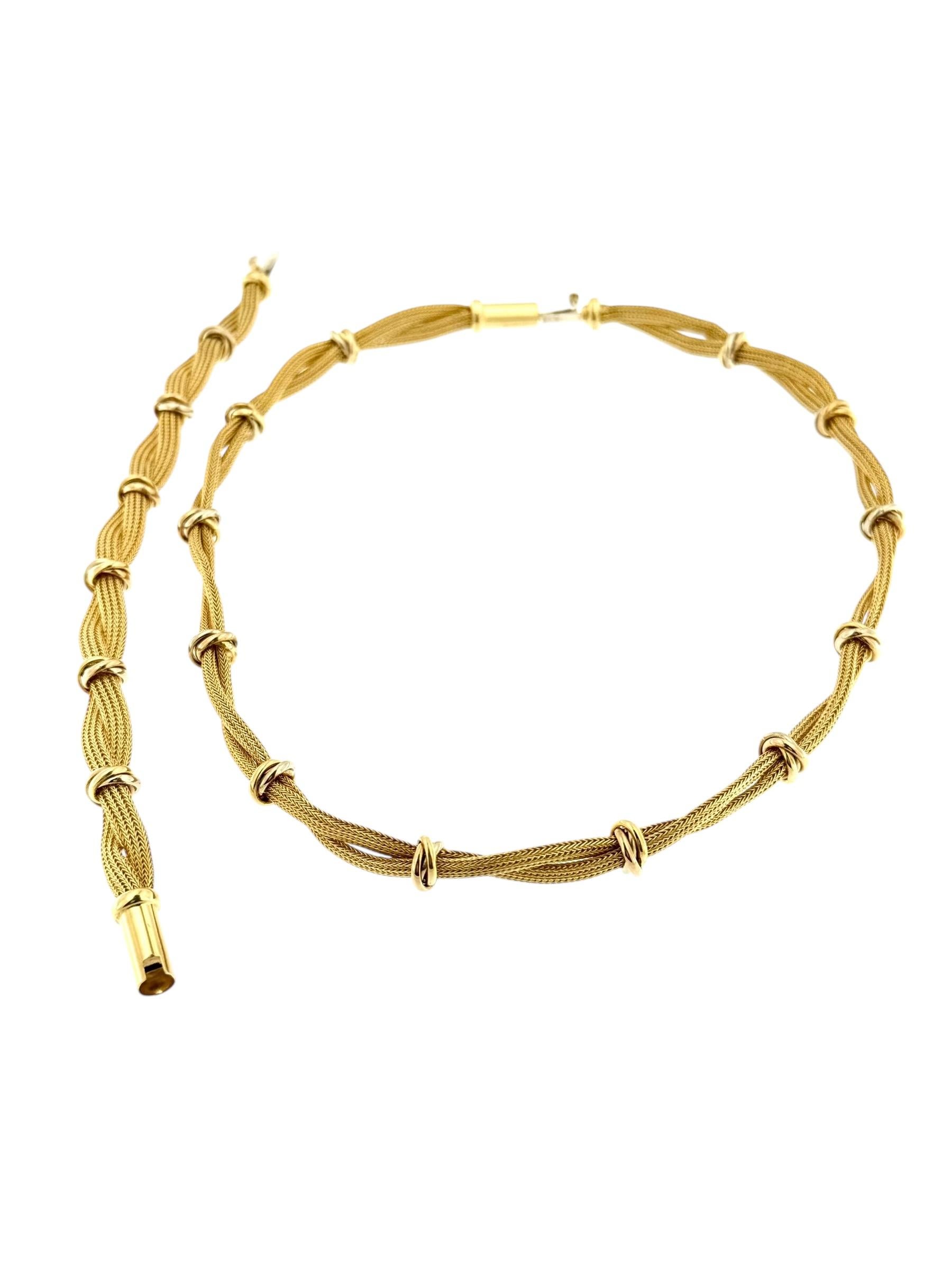 Set di gioielli con collana e bracciale a tre maglie in oro italiano in vendita 4