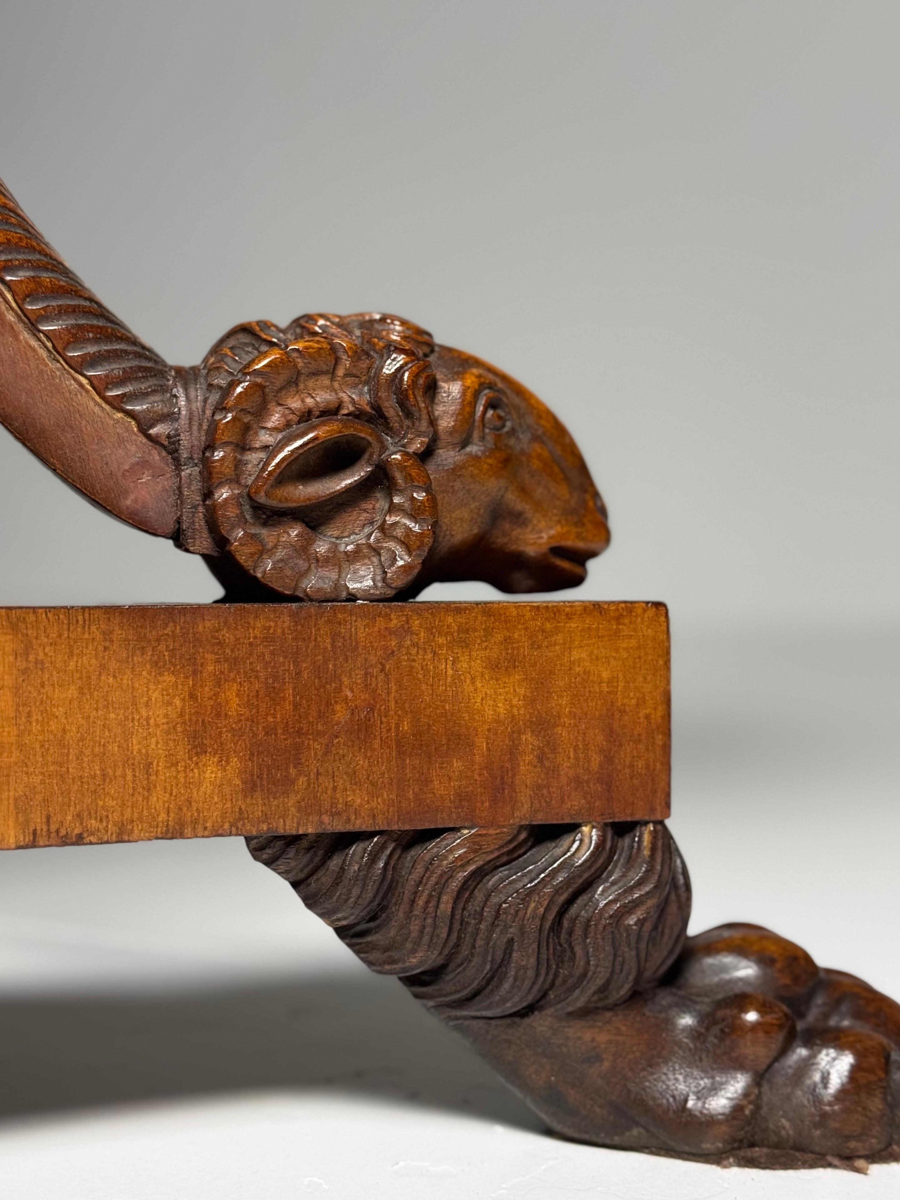 Italian Tripod Center Table 1820 with gemstone inlaid marble top For Sale 11