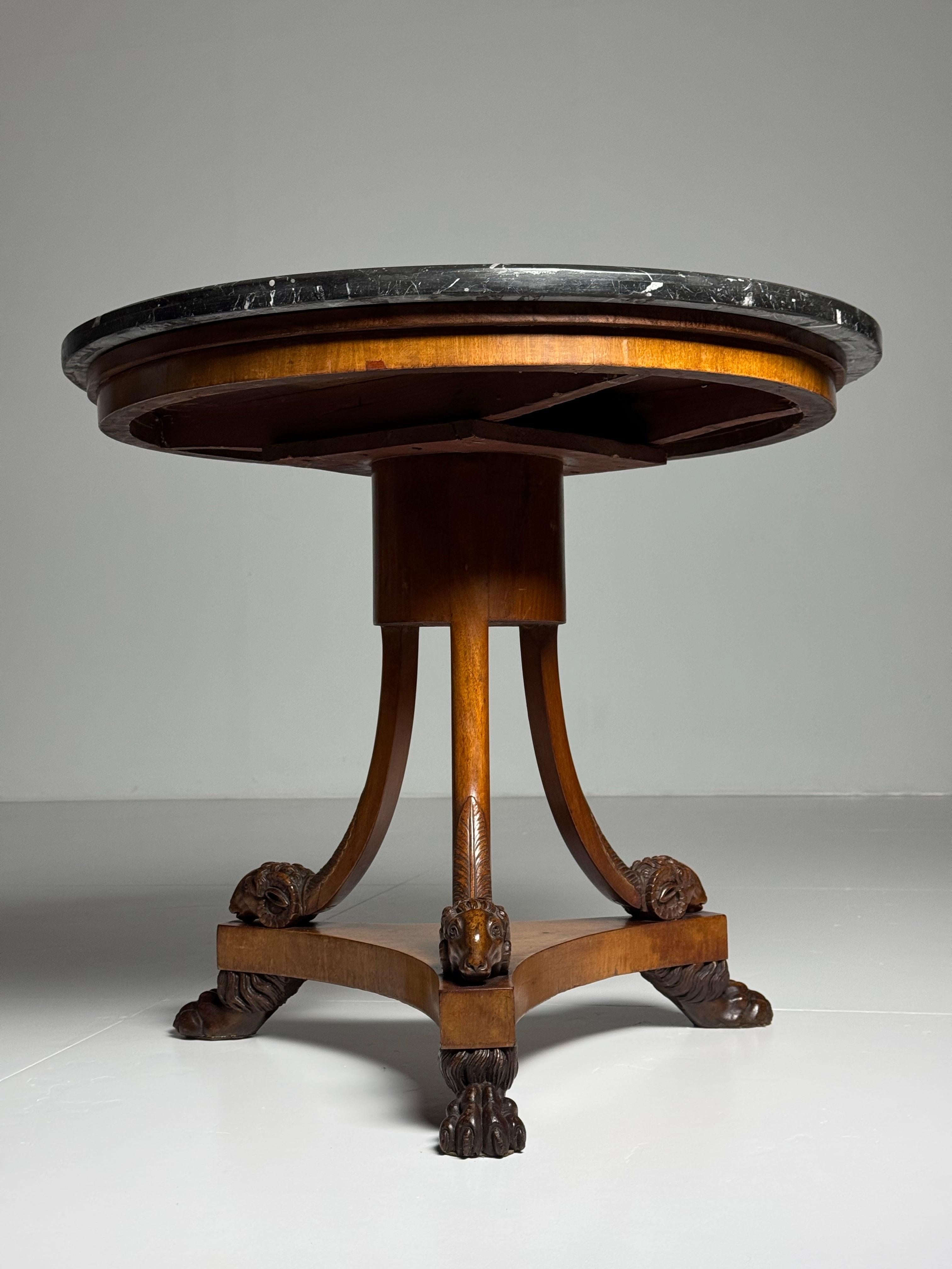 Italian Tripod Center Table 1820 with gemstone inlaid marble top For Sale 14