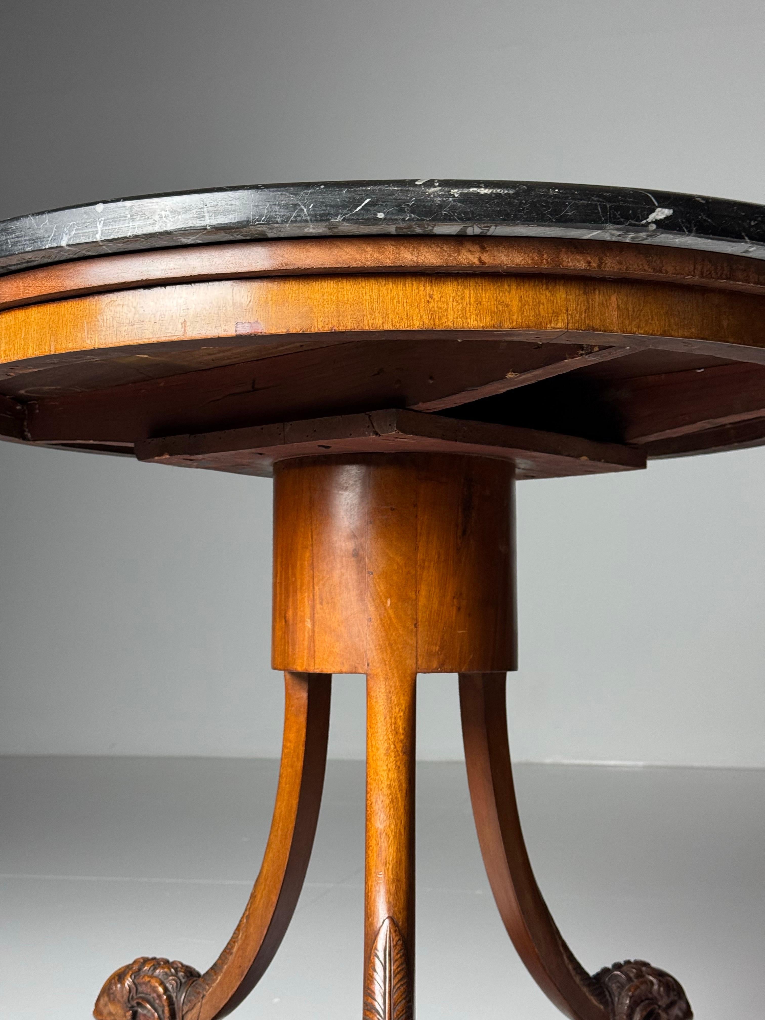 Italian Tripod Center Table 1820 with gemstone inlaid marble top For Sale 1