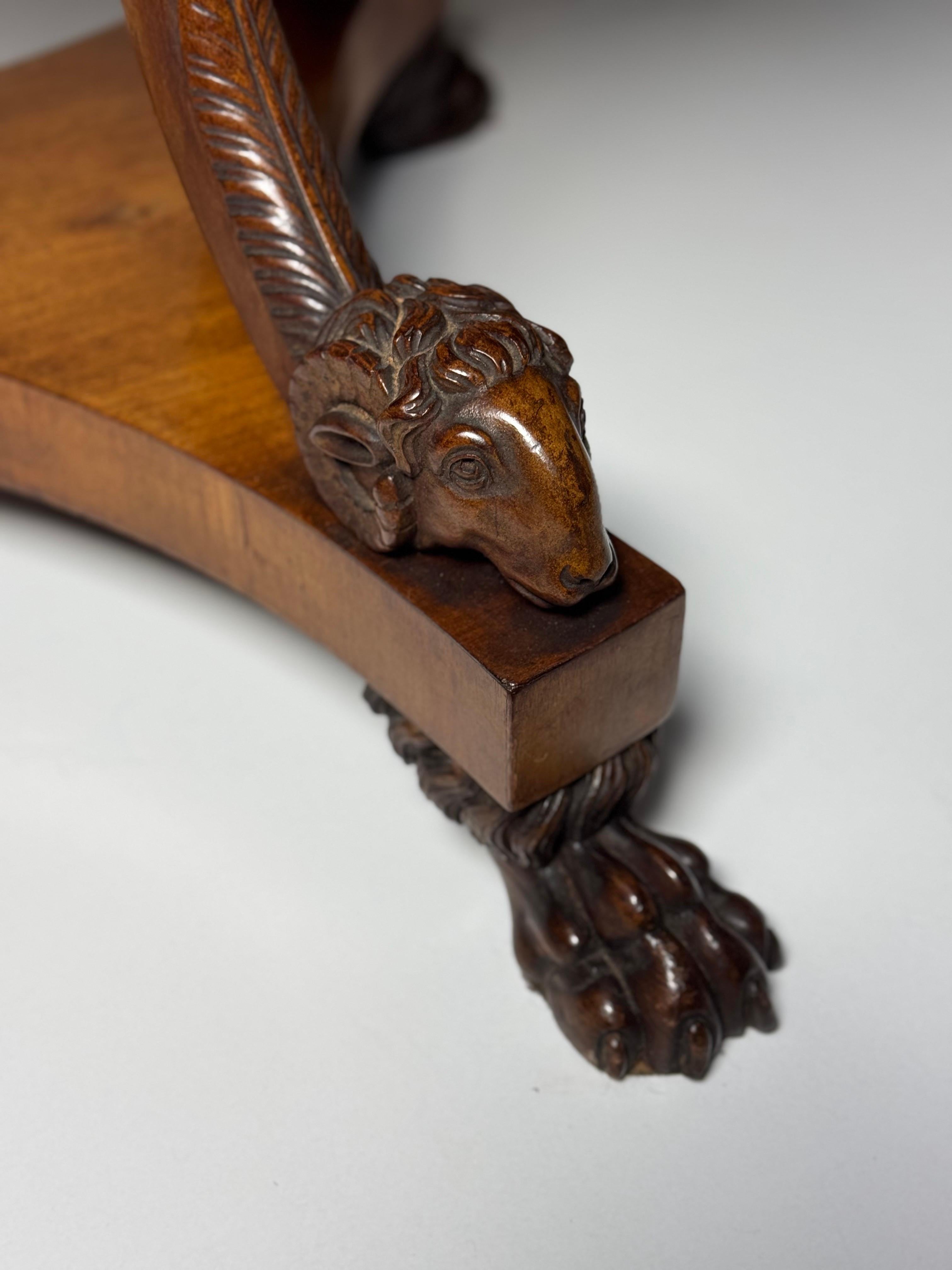 Italian Tripod Center Table 1820 with gemstone inlaid marble top For Sale 2