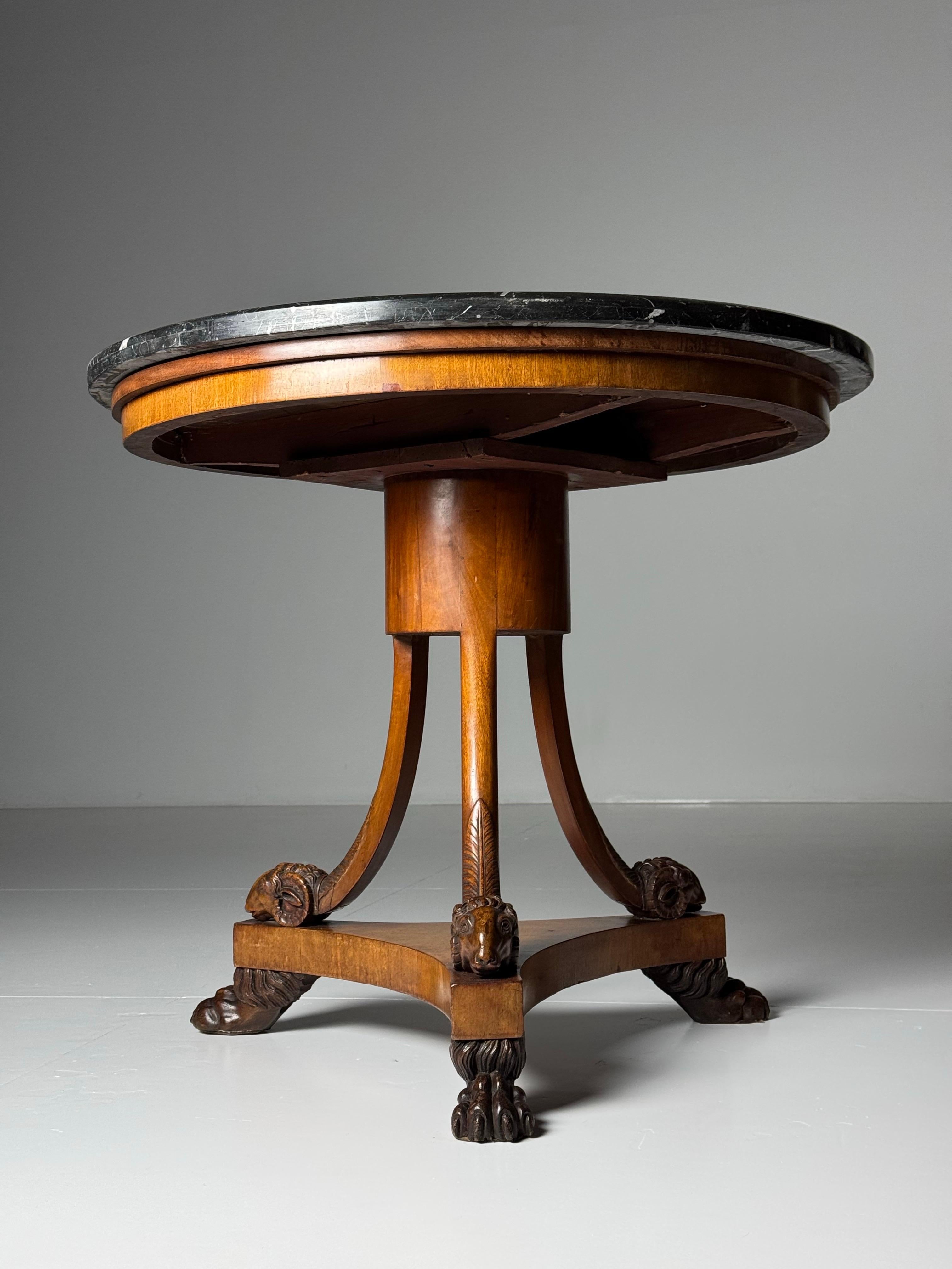Italian Tripod Center Table 1820 with gemstone inlaid marble top For Sale 3