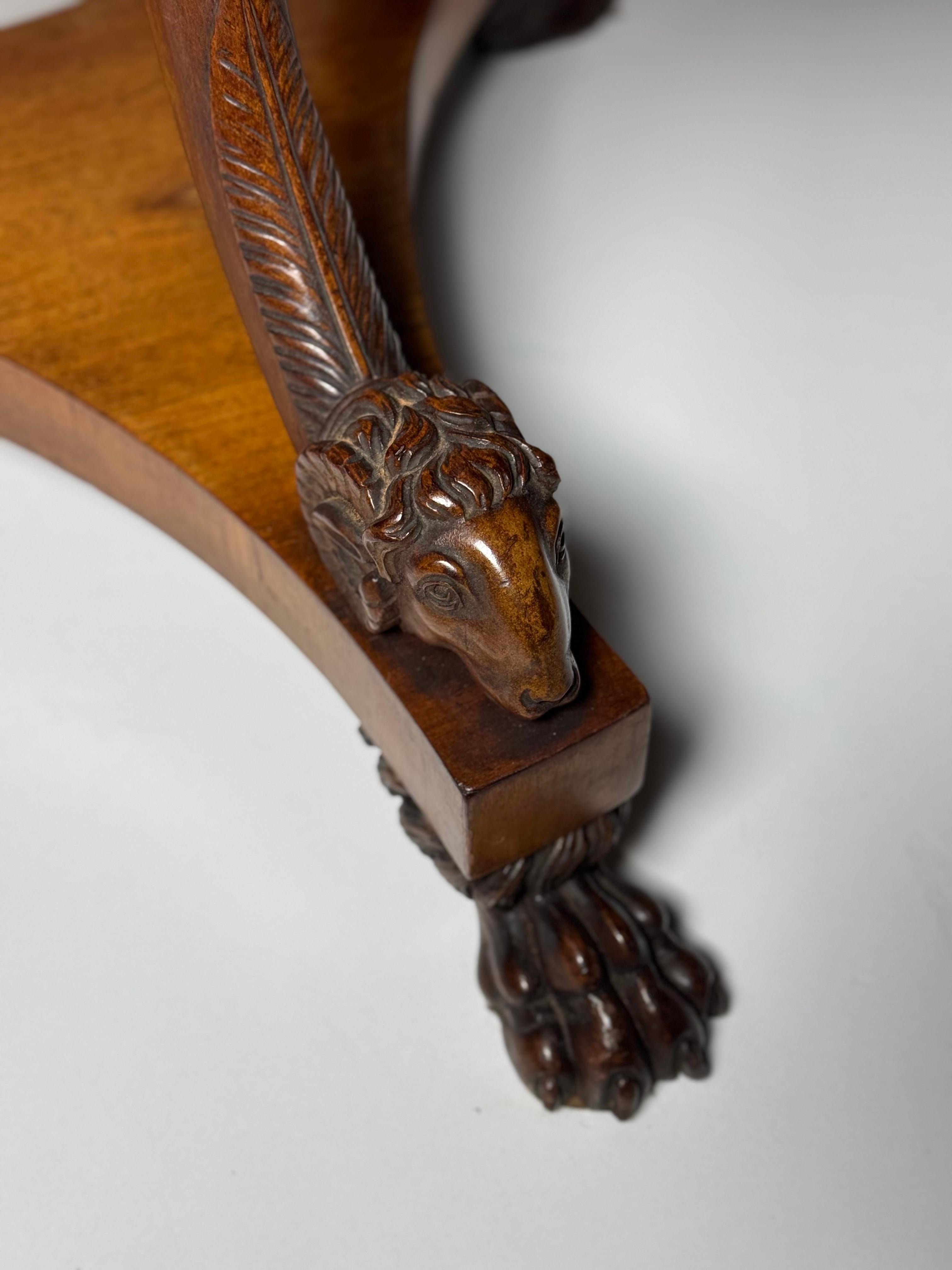 Italian Tripod Center Table 1820 with gemstone inlaid marble top For Sale 4