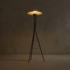 Italian Tripod Floor Lamp with White Lacquered Shade, 1950s