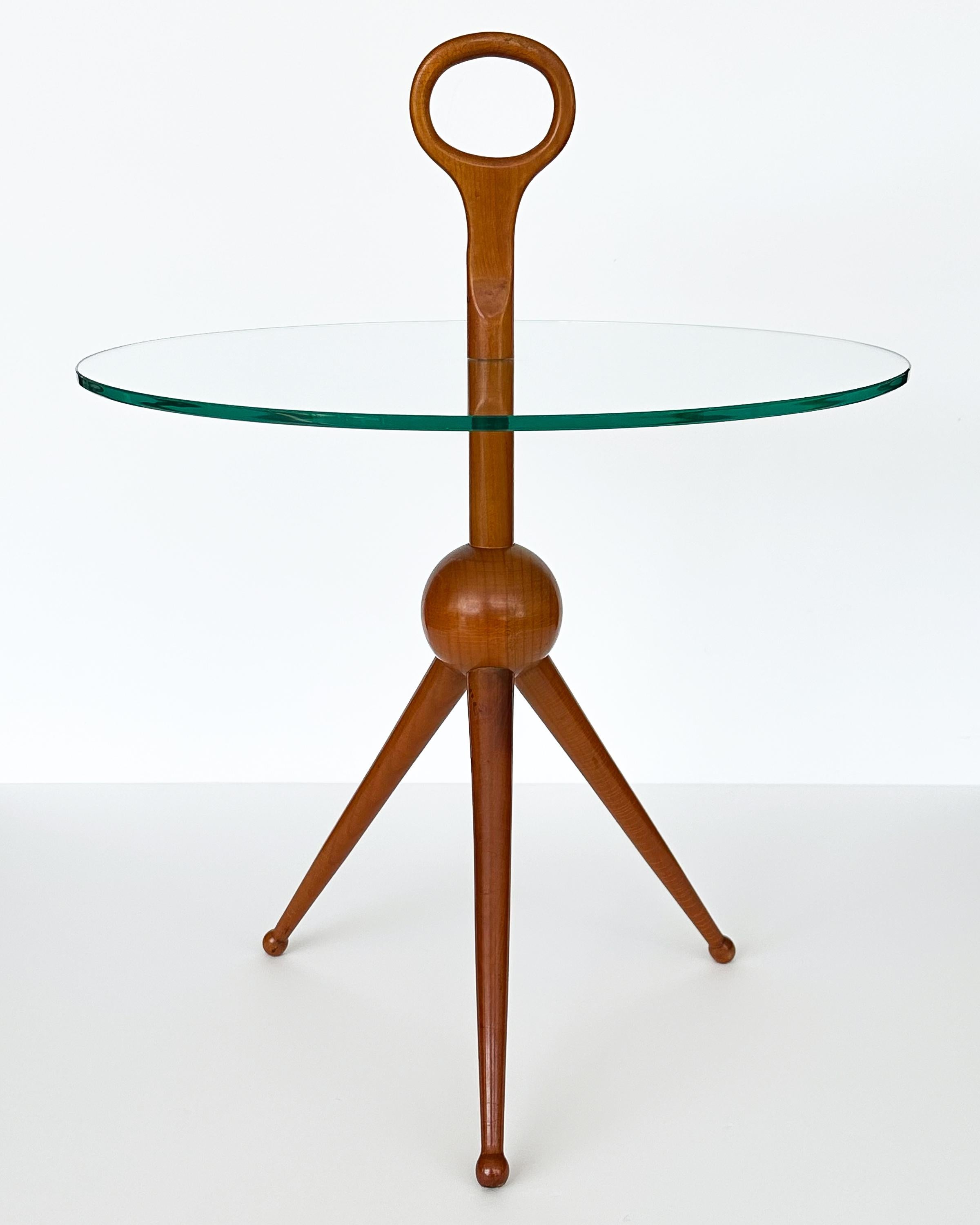 Glass Italian Tripod Side Table by Cesare Lacca