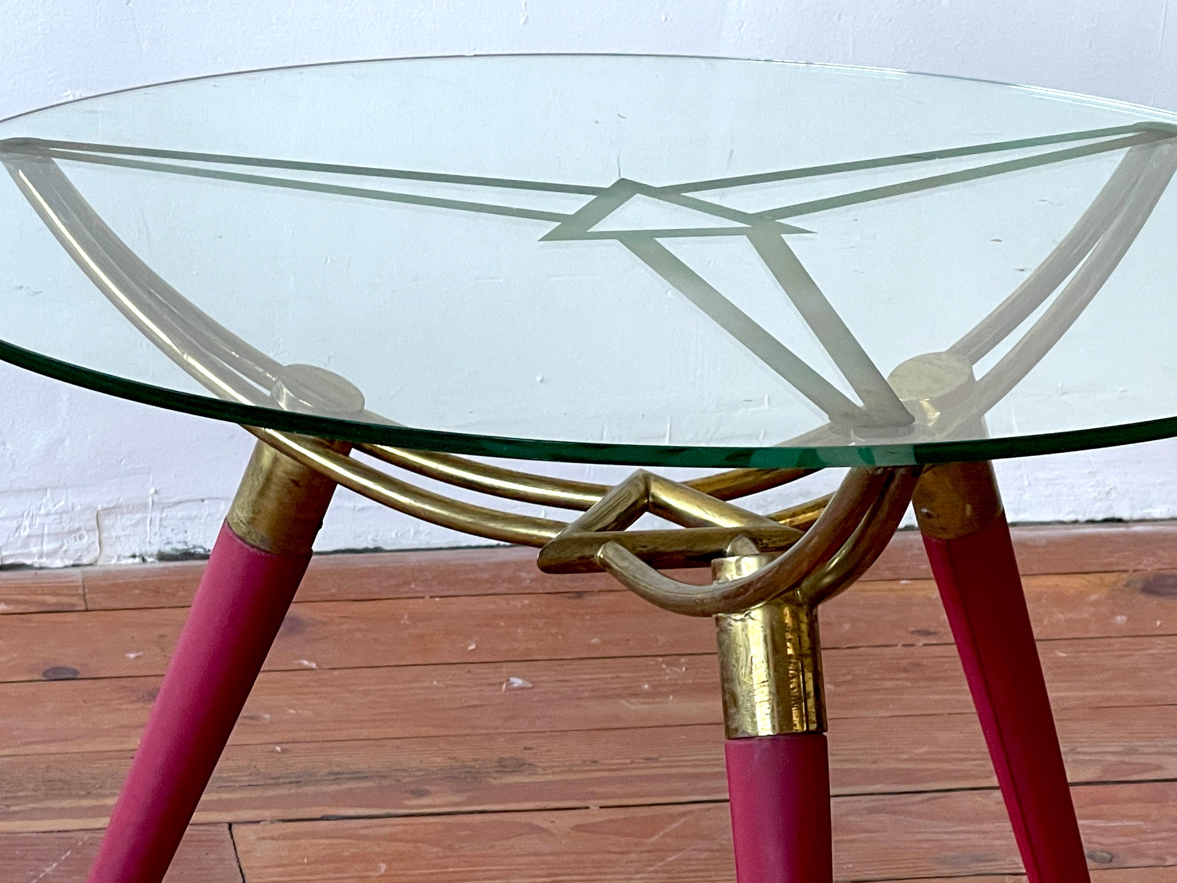 Brass Italian Tripod Side Table For Sale