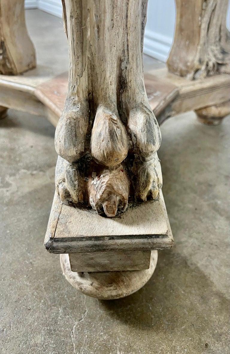 Italian Tripod Table with Lion Feet In Distressed Condition For Sale In Los Angeles, CA