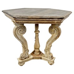 Antique Italian Tripod Table with Lion Feet
