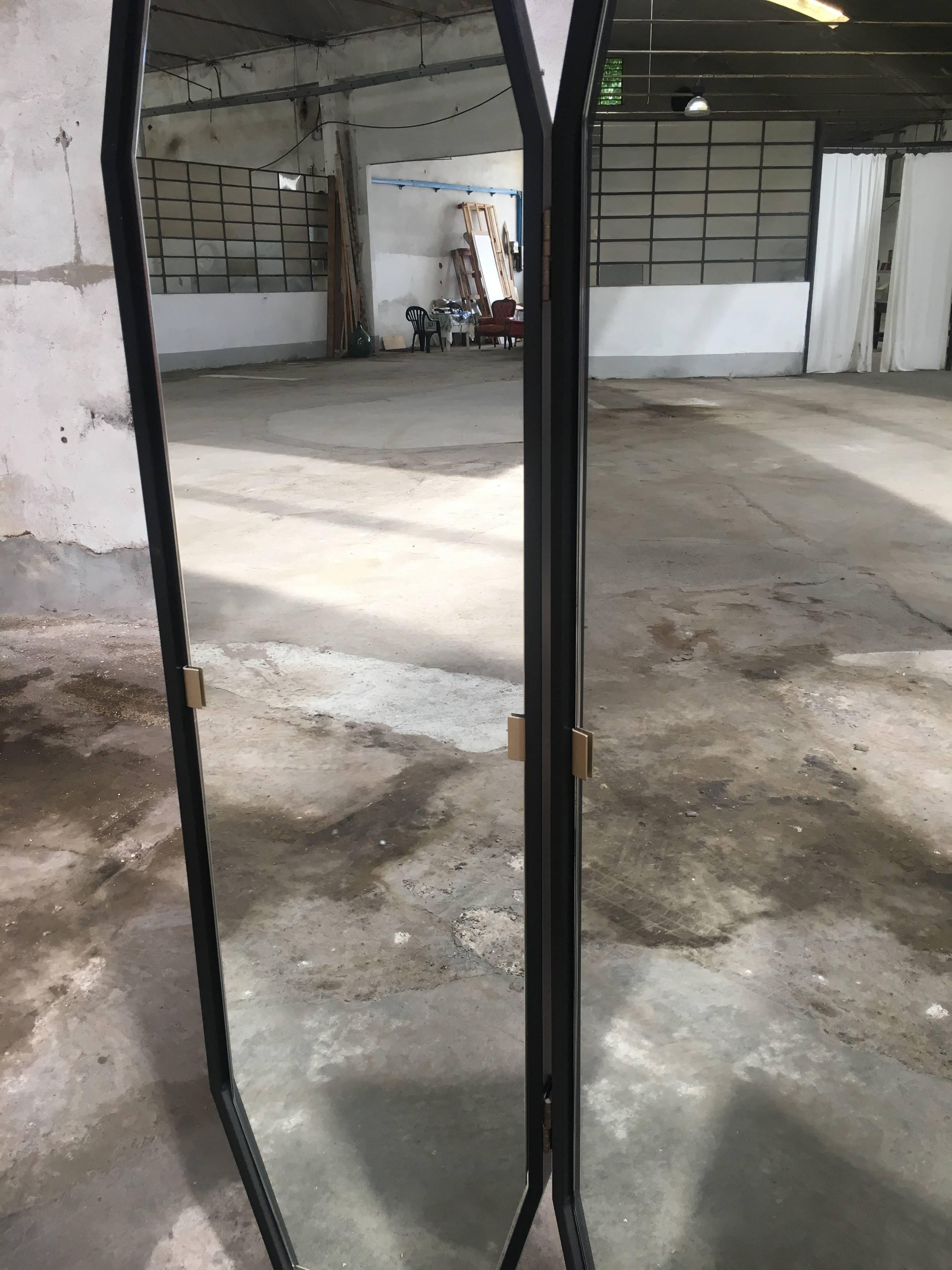 Italian Triptych Freestanding Dressing Mirror on Wheels from 1960s 7