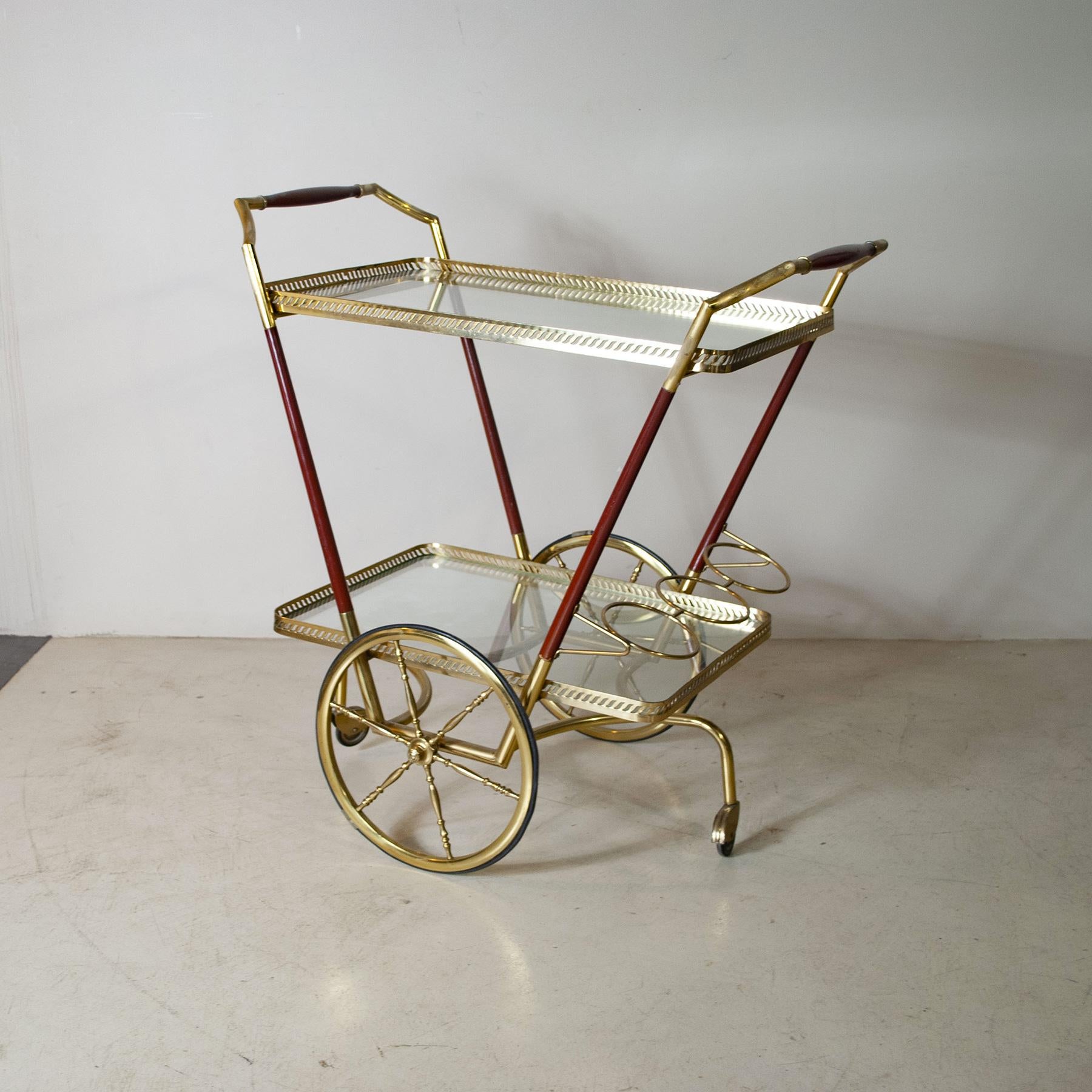 Brass Italian trolley bar from fifties For Sale