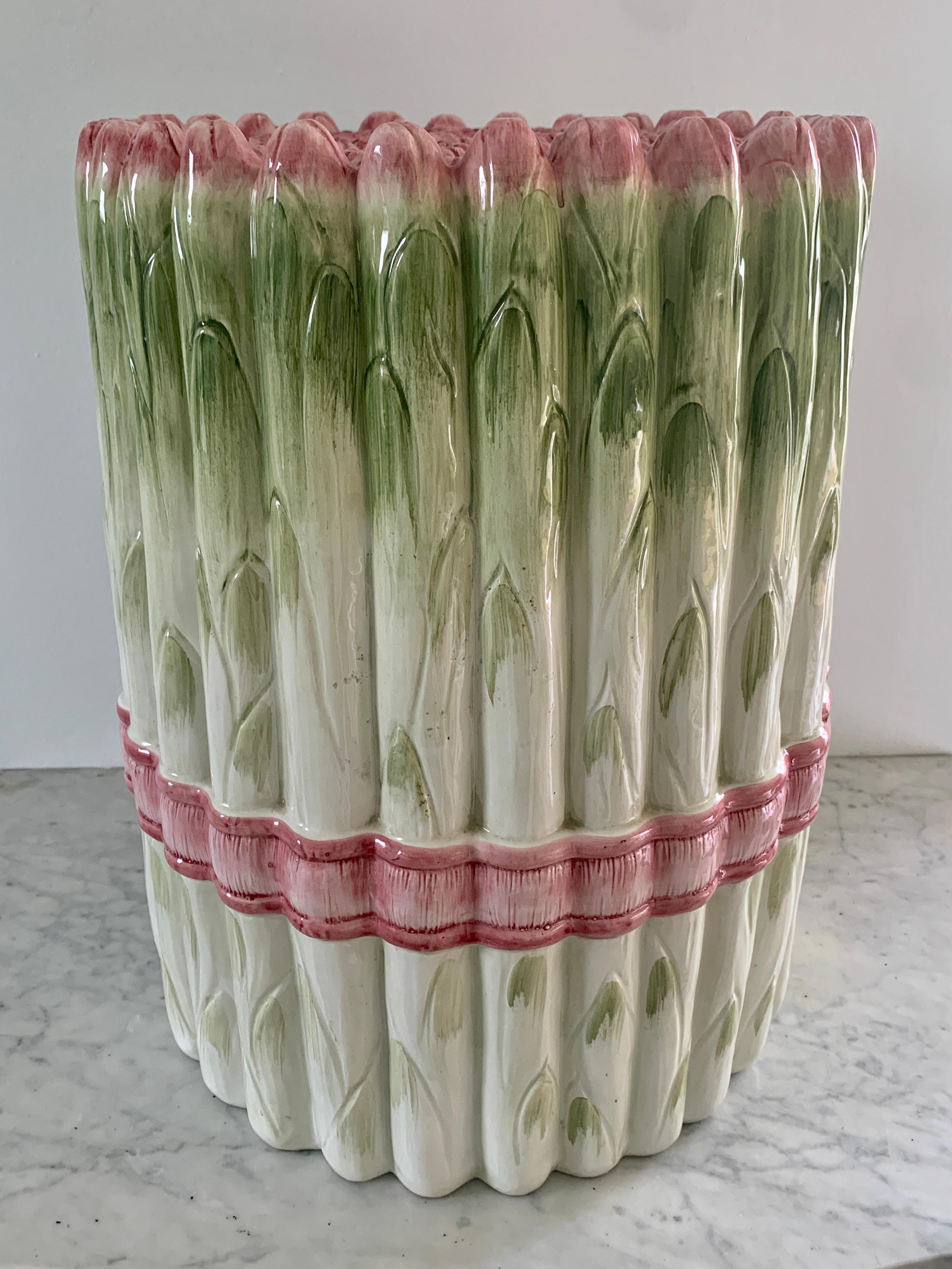 Italian Trompe l'Oeil Asparagus Porcelain Garden Stool 5