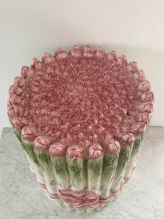 Italian Trompe l'Oeil Asparagus Porcelain Garden Stool