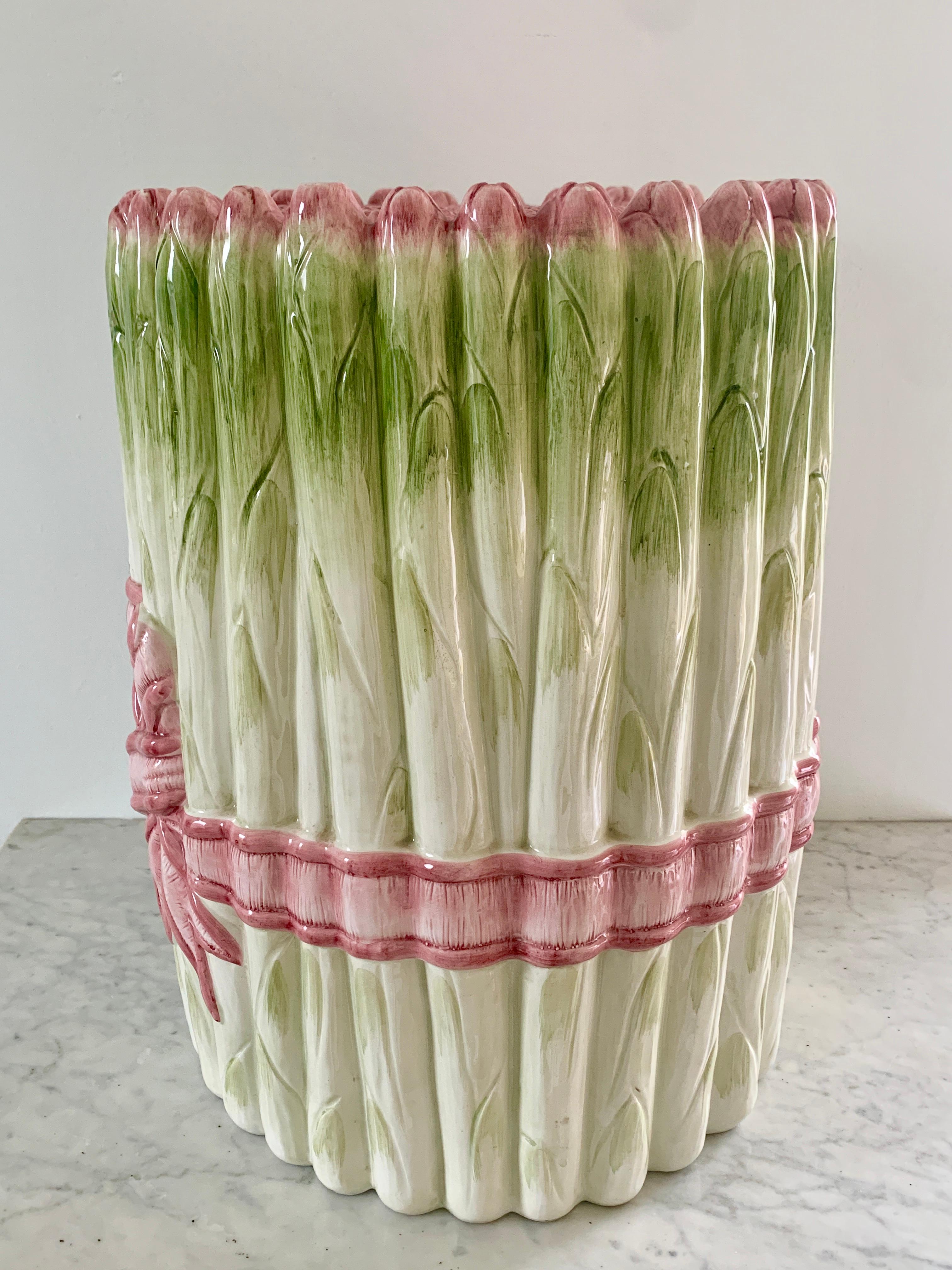 Italian Trompe l'Oeil Asparagus Porcelain Garden Stool 3