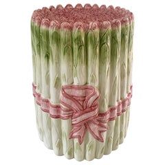 Italian Trompe l'Oeil Asparagus Porcelain Garden Stool