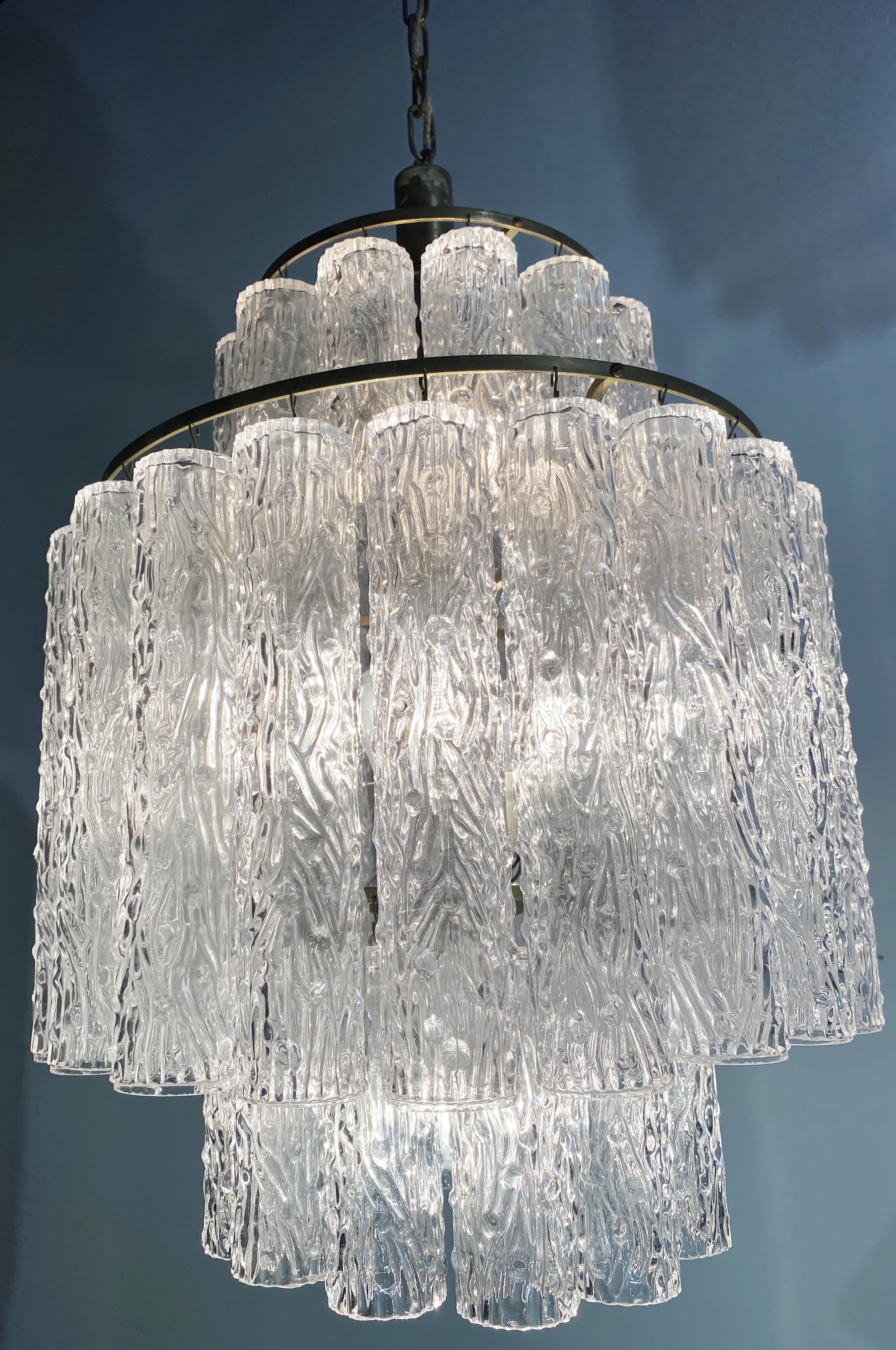 Mid-20th Century Italian Tronchi Chandelier by Toni Zuccheri for Venini, Murano, 1950 For Sale