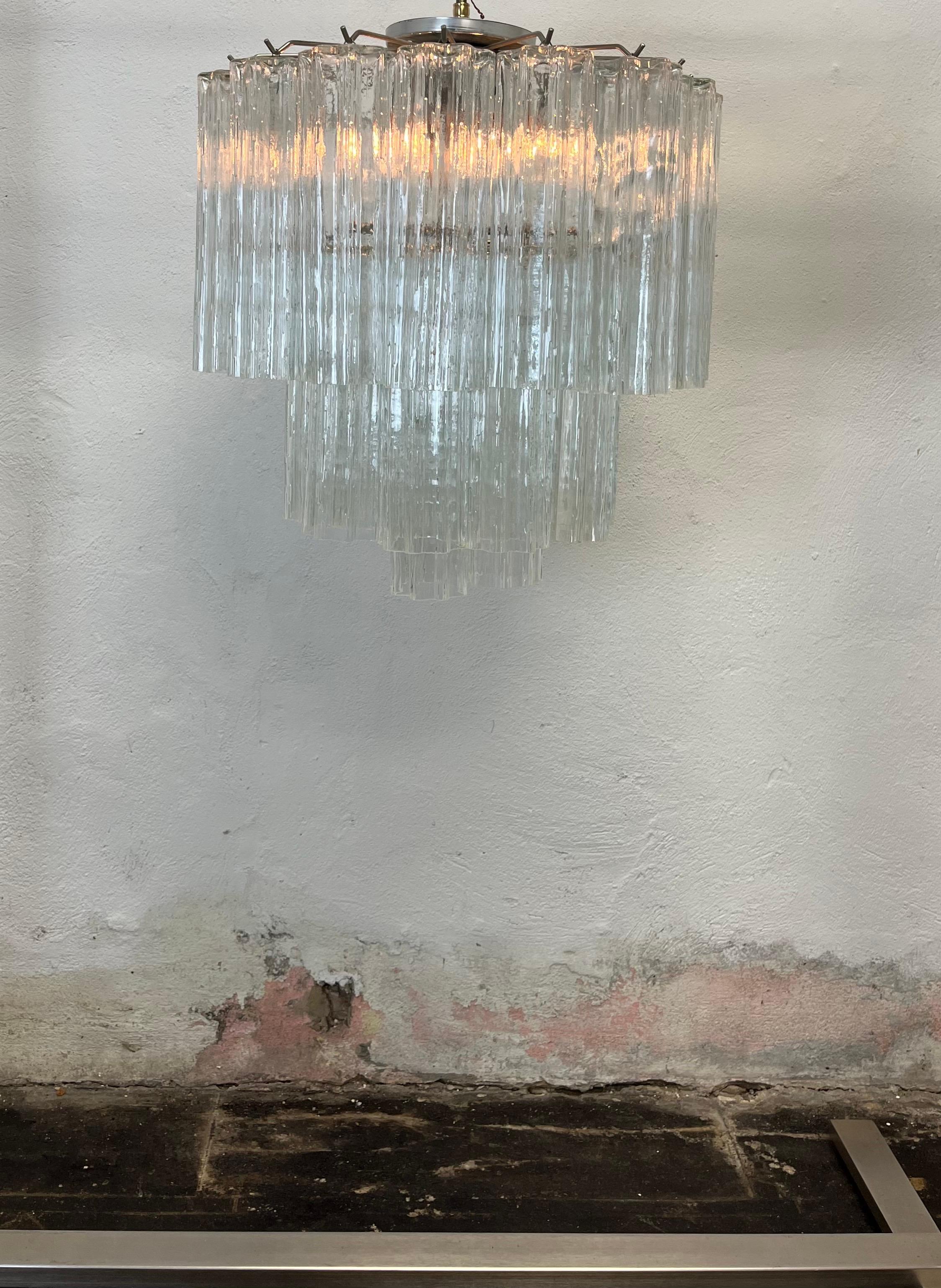 Mid-Century moderno Lampadario Tronchi italiano  Zuccheri Venini Murano Camer in vendita