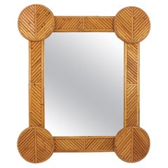 Italian Tropicalist Rattan Mirror by Vivai del Sud