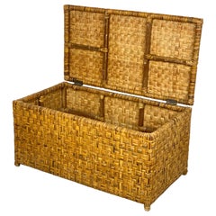 Retro Italian Trunk Chest in Rattan Wicker, Italy, 1960s