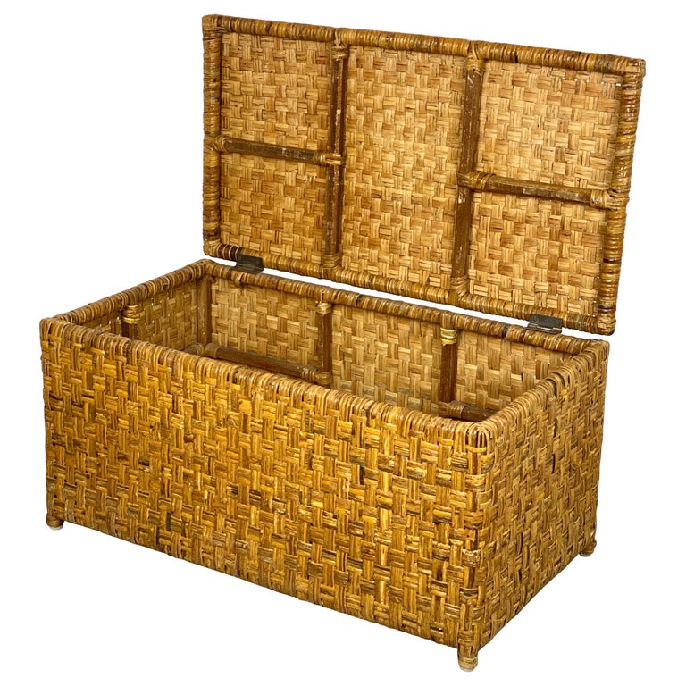 Italian Trunk Chest in Rattan Wicker, Italy, 1960s at 1stDibs rattan