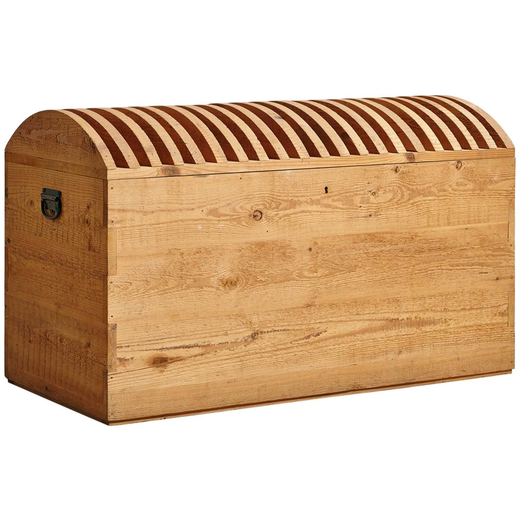 Italian Trunk in Untreated Russian Pine Wood, Designed by Mario Ceroli in 1973 For Sale