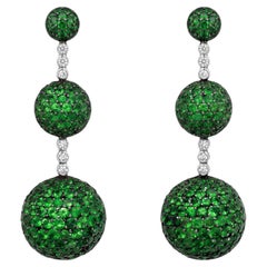 Italian Tsavorite and Diamond Triple Sphere Earrings