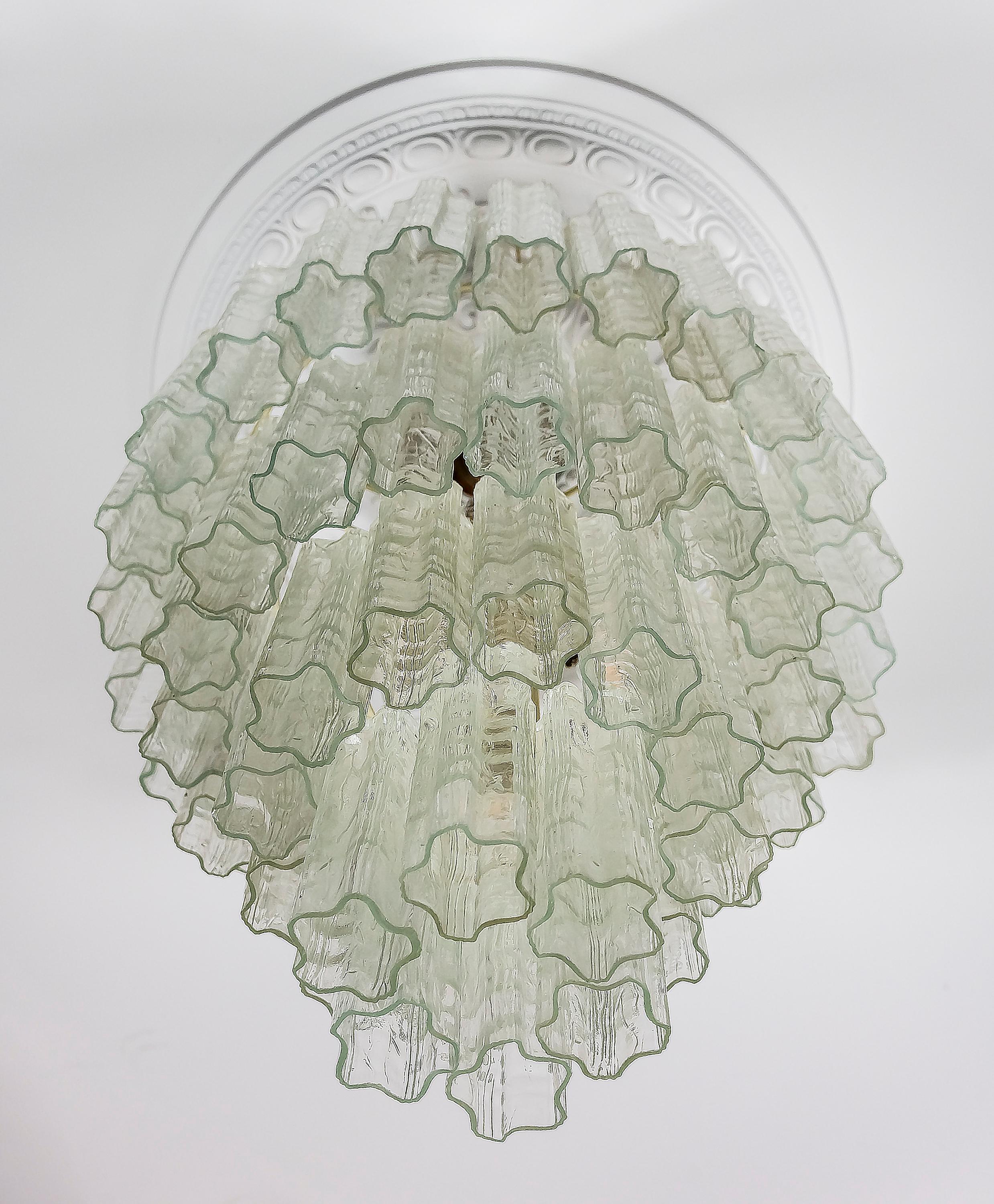 Hand-Crafted Italian Tubi Tronchi Murano Glass Chandelier  For Sale