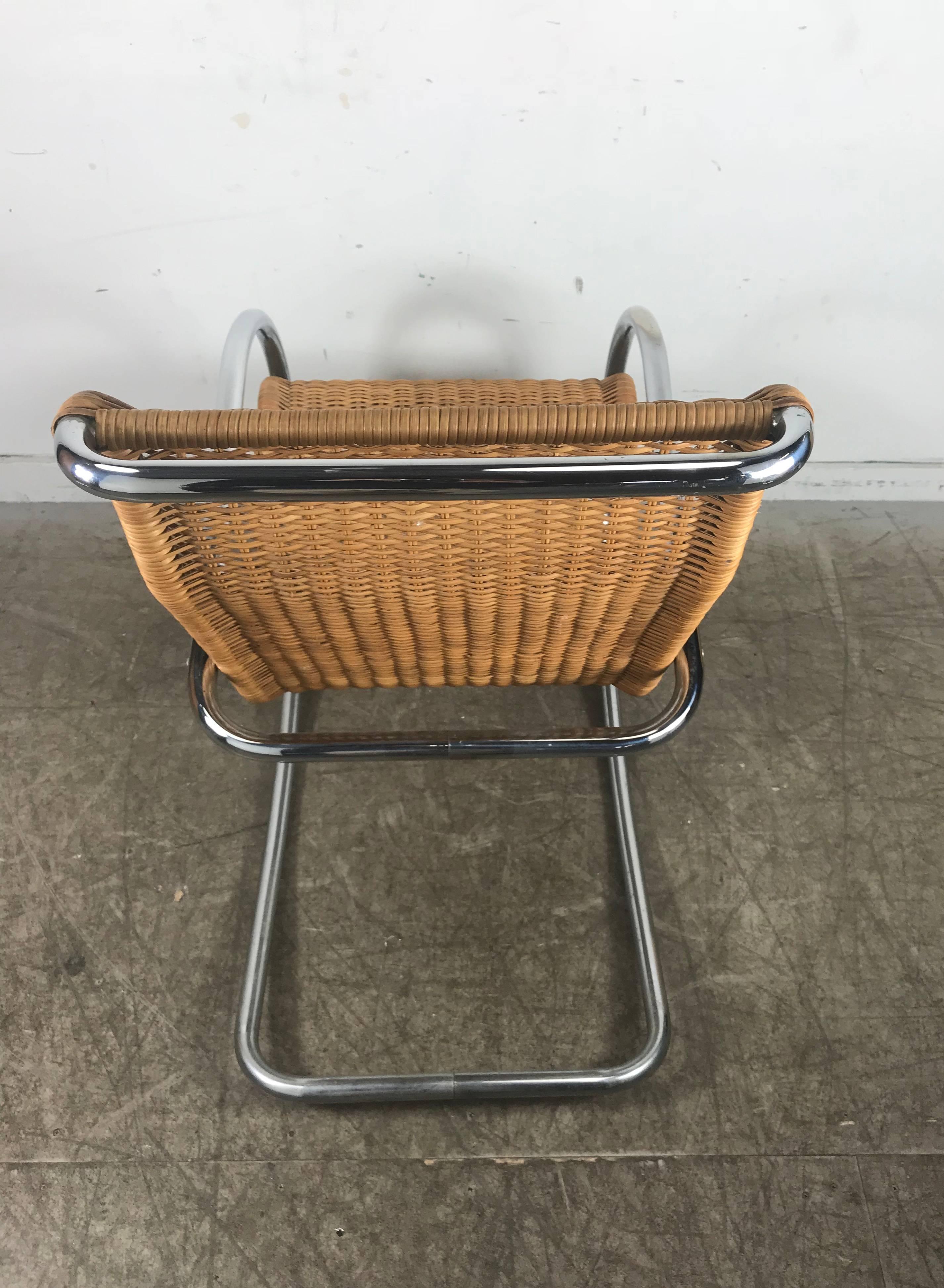 Italian Tubular Chrome and Wicker Rocking Chair, Bauhaus Style In Good Condition In Buffalo, NY