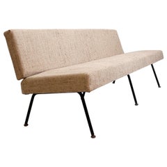Italian Tubular Frame in Black Metal Sofa, New Upholstery