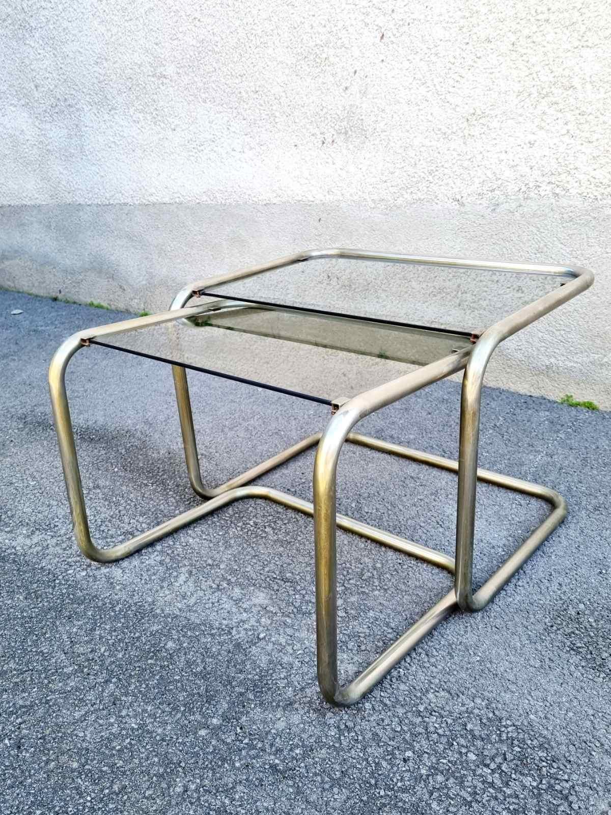 Mesas nido tubulares italianas de estilo Bauhaus, Italia años 50, Pareja en venta 4