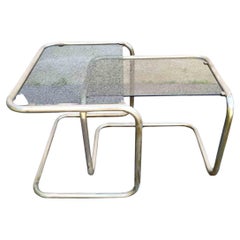Italian Tubular Nesting Tables in Bauhaus Style, Italy 50s, Pair